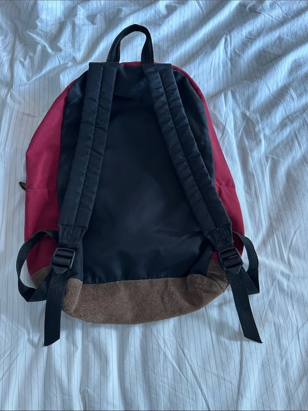 Vintage Wolf Creek - Red Canvas Backpack with Brown Suede Base